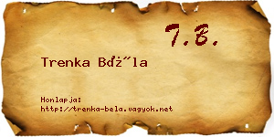 Trenka Béla névjegykártya